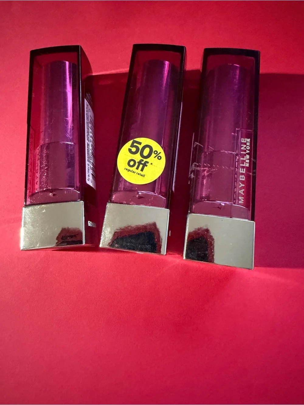 3 Maybelline Pink Lipstick Trio - Deep Pink Cases